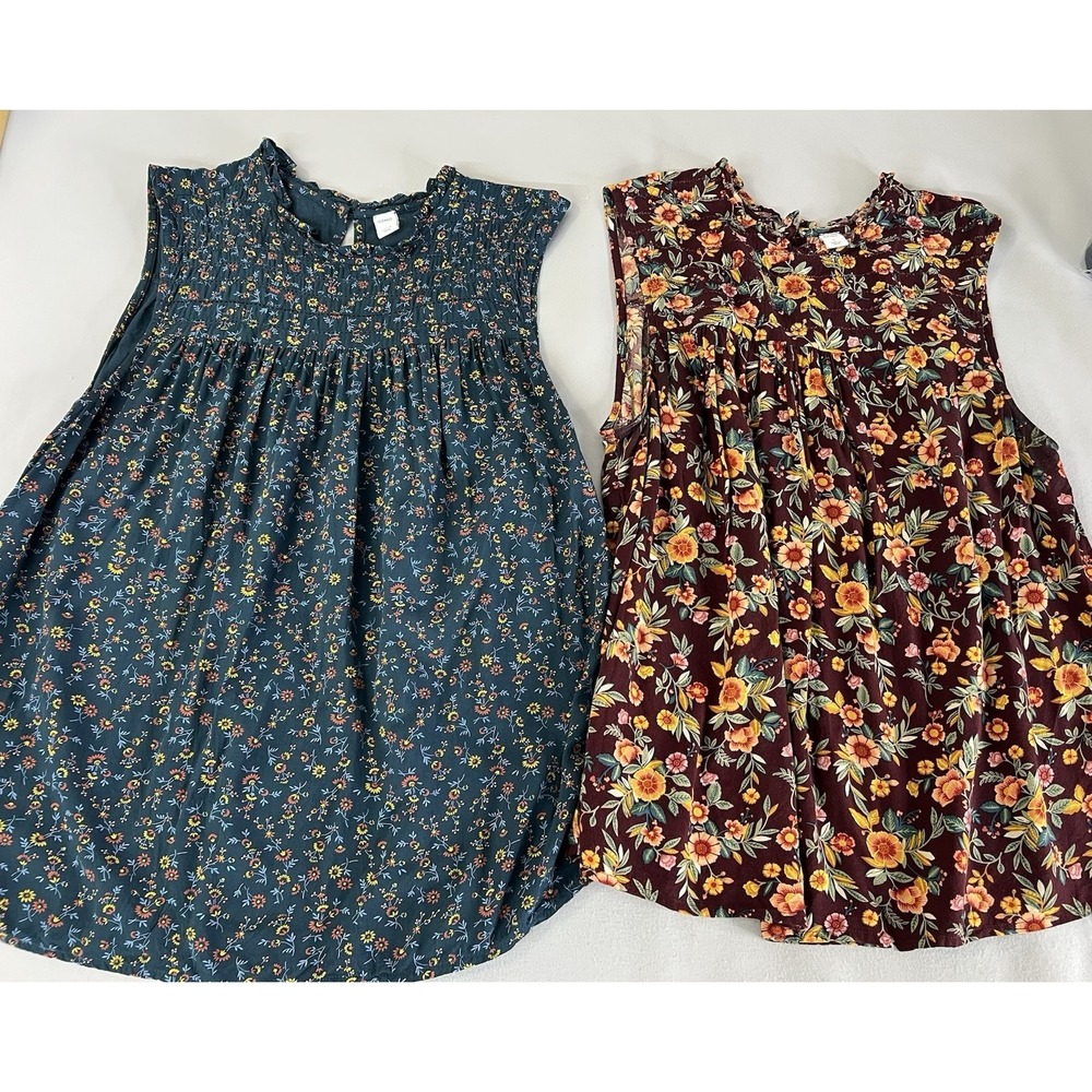 Lot Of‎ 2 Old Navy Tops Sz Large Floral Sleeveless  Multicolor